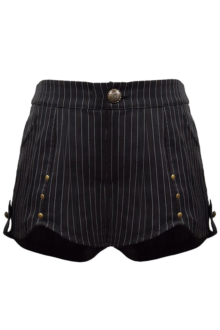 Black Stripe Print Rivet Ouji Fashion Lolita Shorts