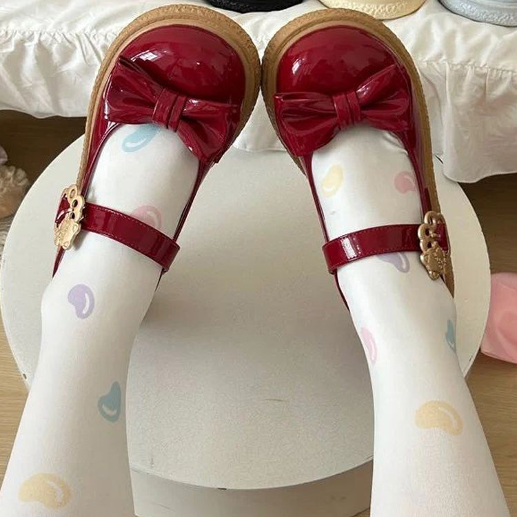 Chaussures plates Mary Jane à bout rond avec boucle et nœud décoratif en forme de chat mignon, 6 couleurs