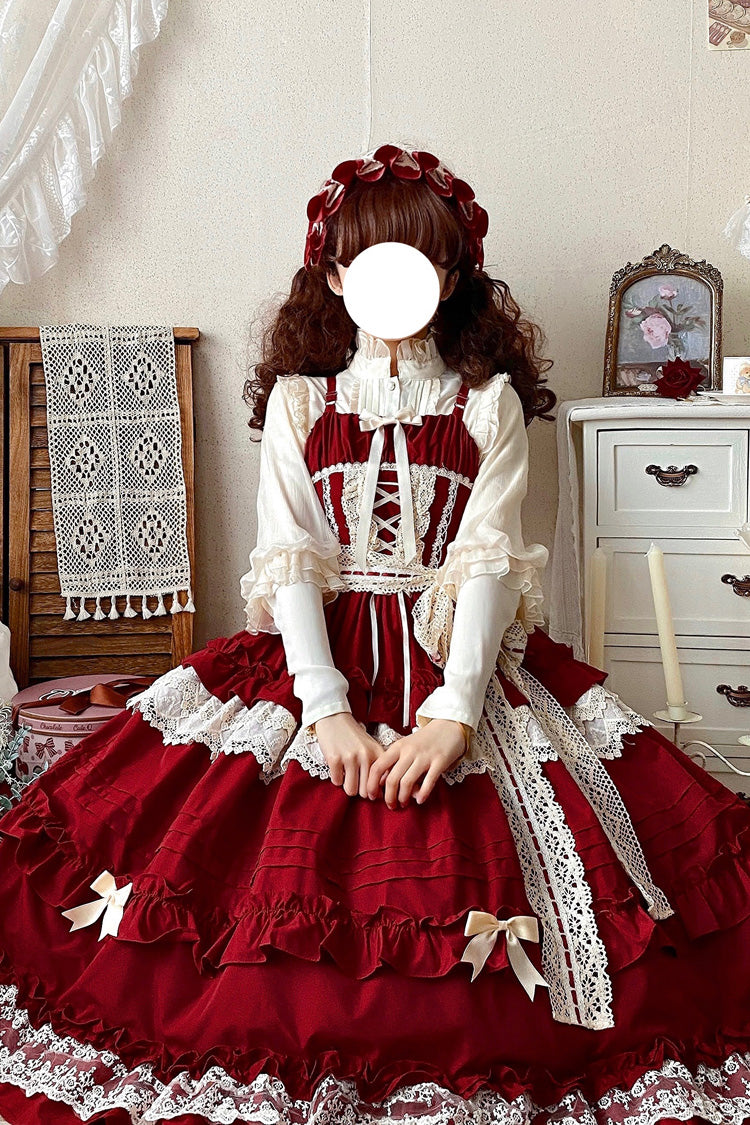 [Lillian] Ruffle Bowknot Lace Sweet Lolita Jsk Dress 4 Colors