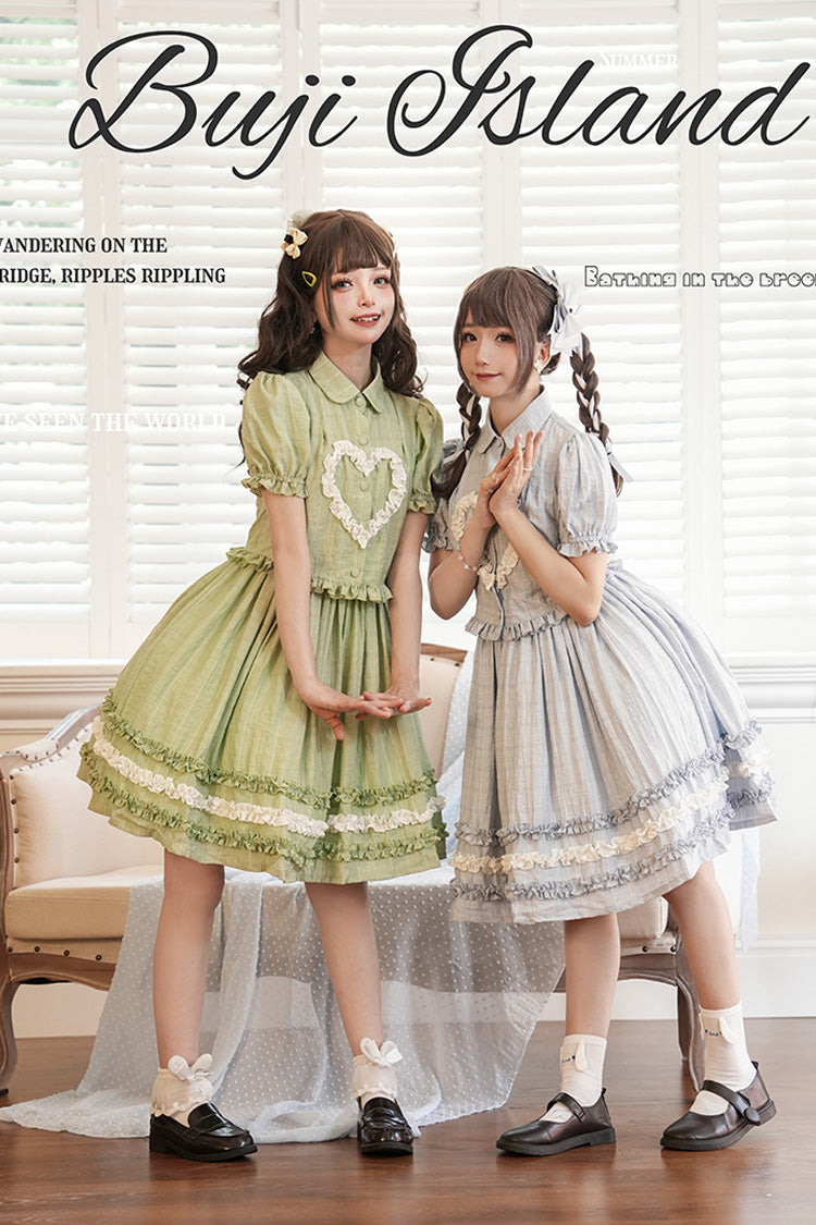 [Buji Island] Ärmelloses Rüschen-Bowknot-Süßes Lolita-Jsk-Kleid 4 Farben 