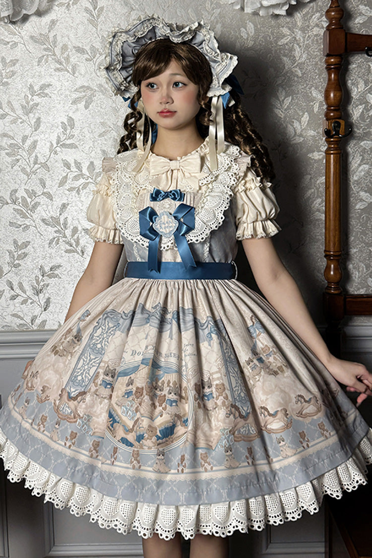 Sea Salt Fairy Tale Doll Sleeveless Print Ruffle Bowknot Sweet Lolita Jsk Dress 2 Colors