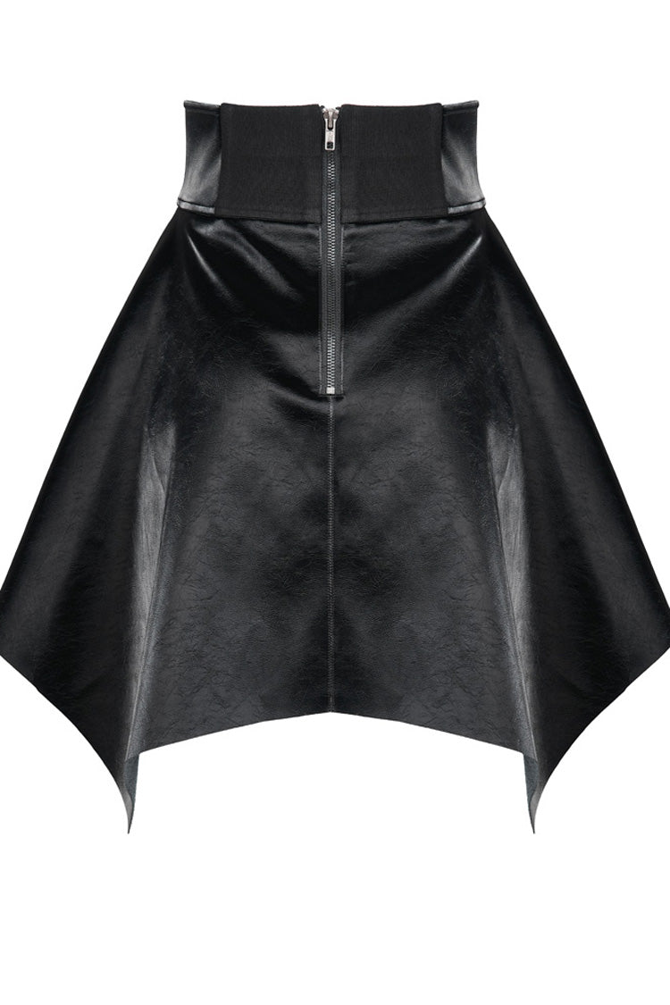 Black Glossy Cortex Waist Seal Square Hem High Waist Women's Gothic Skirt