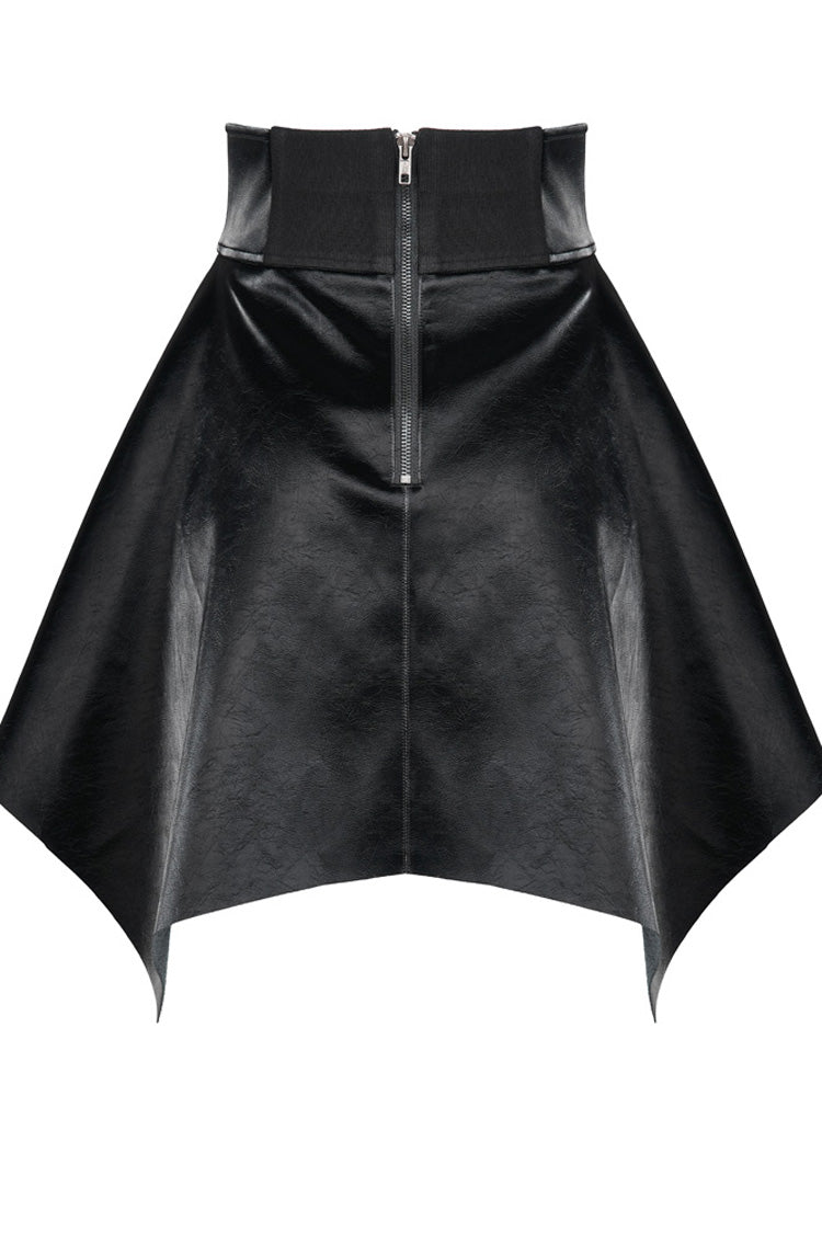 黒の光沢のあるコルテックス ウエスト シール スクエア ヘム ハイウエスト レディース ゴシック スカート