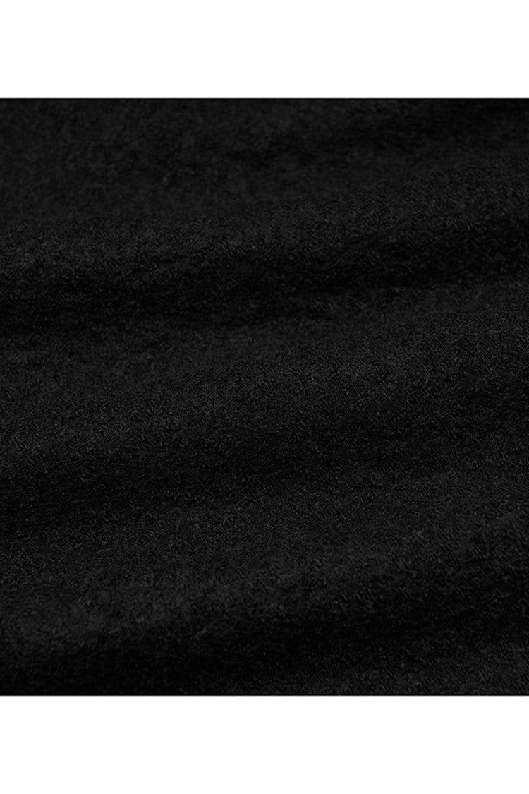 Schwarzer Punk-Stehkragen, Metallschnalle, Riss, Lederband, Dekoration, Schnürmanschette, Wollmantel für Damen