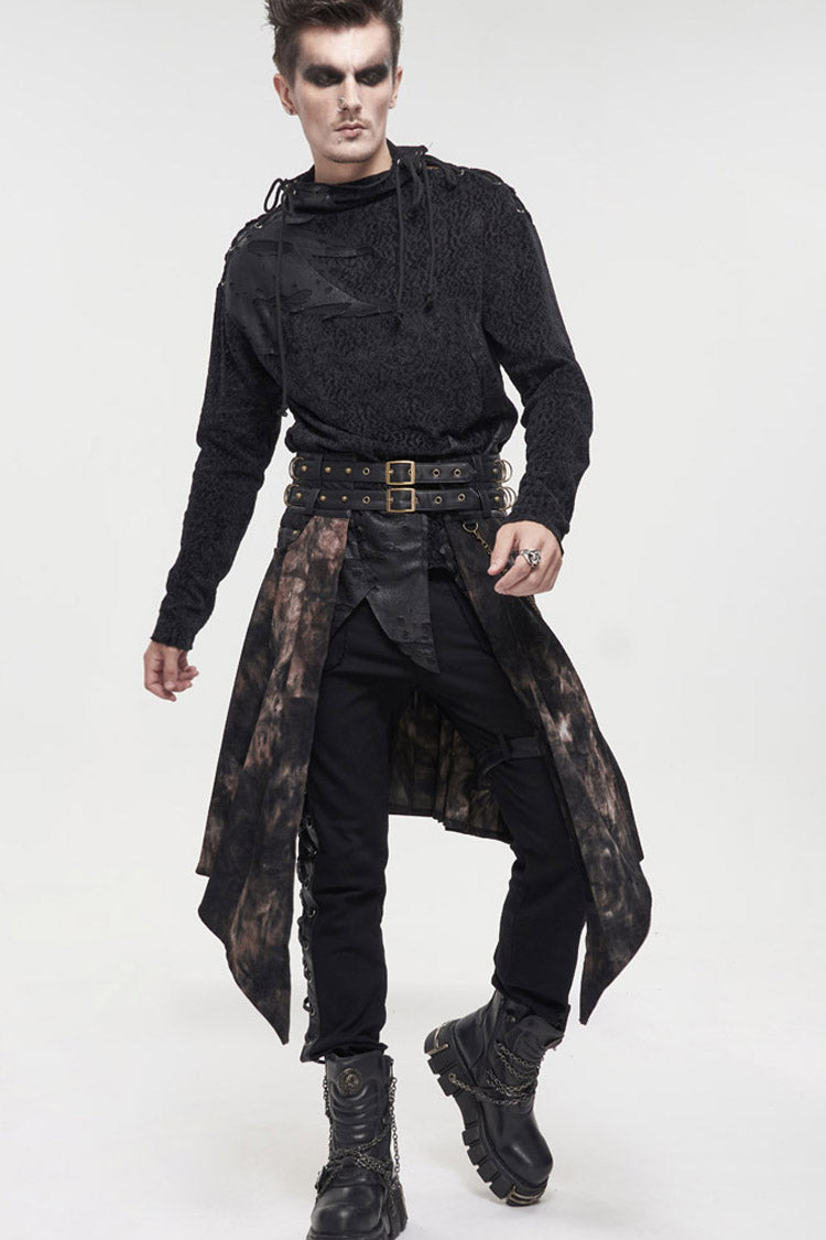 Bronze Gothic Belt Design Chain Decoration Corduroy Tie-Dye Men's Skirt