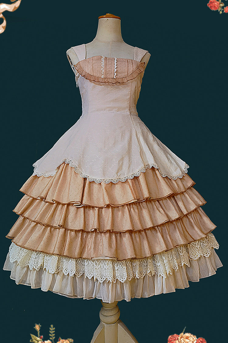 [Waltz] Triple-Layered Ruffle Stitching Lace Sweet Lolita Dress 2 Colors