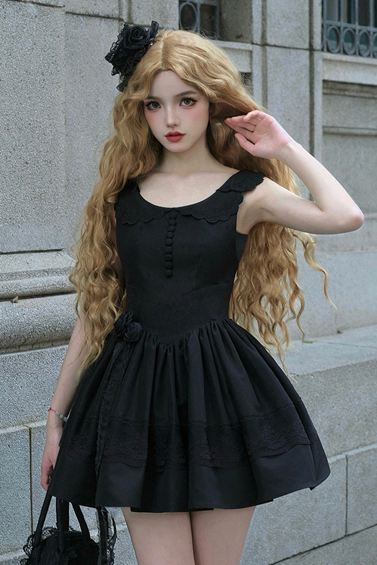 Black Night Traveler Breast Support Classic Gothic Short Lolita Jsk Dress