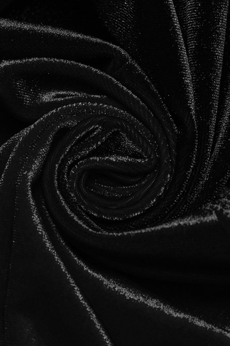 Black Doll Collar Long Sleeves Gradient Embroidery Women's Gothic Prom Dress
