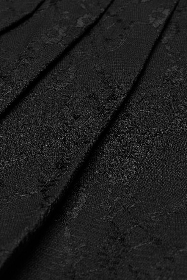 Jupe plissée punk en dentelle à couture noire pour femmes avec chaîne 