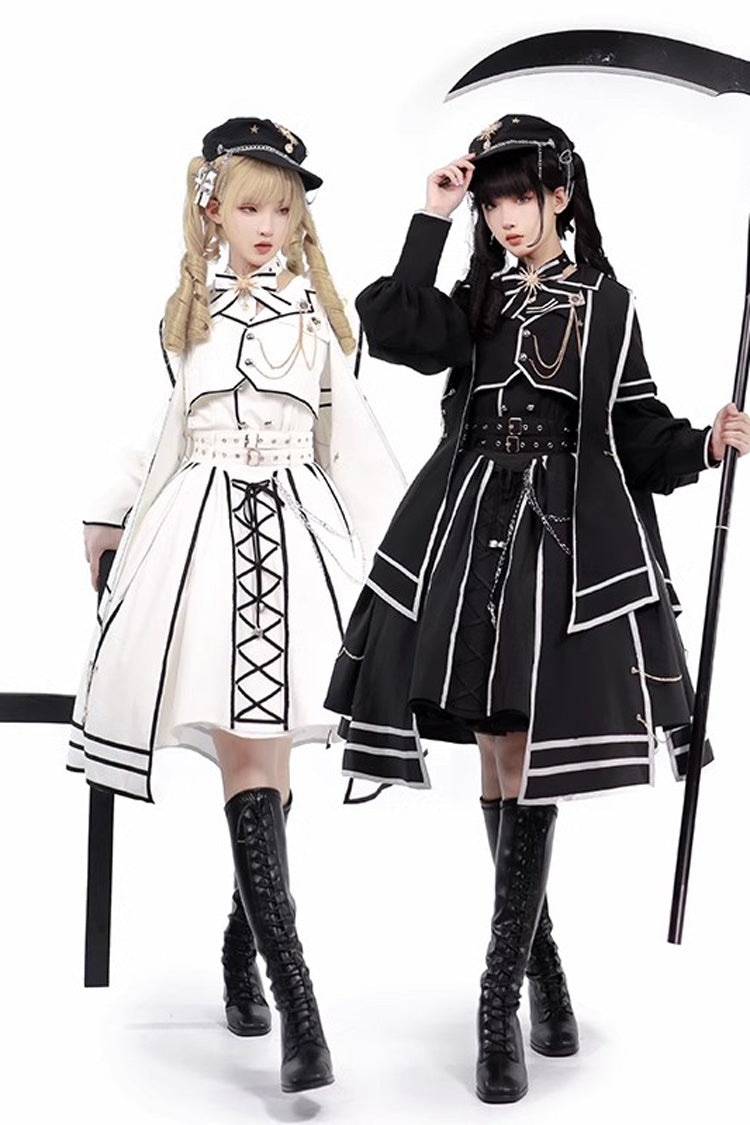 [Judgement Knight] Long Sleeves Print Bowknot Gothic Lolita Skirt Set 2 Colors