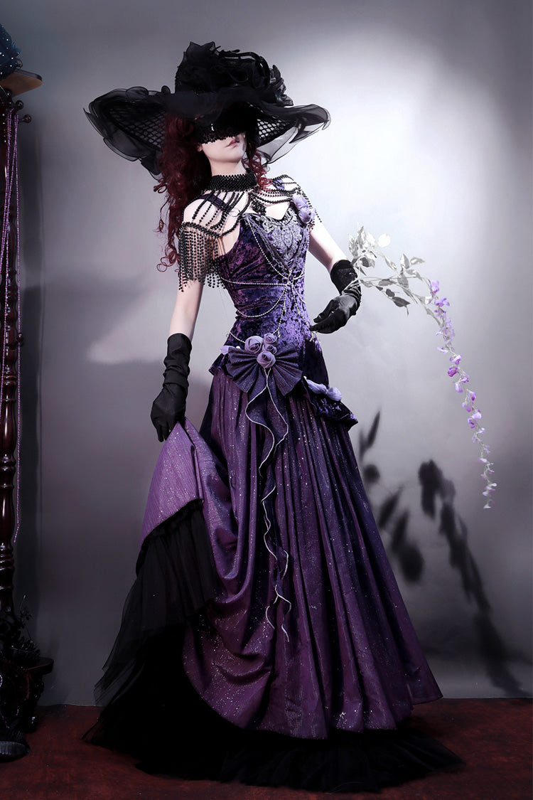 Purple [Madame Butterfly] Ruffle Bowknot Lace Sweet Elegant Gorgeous Lolita Jsk Dress