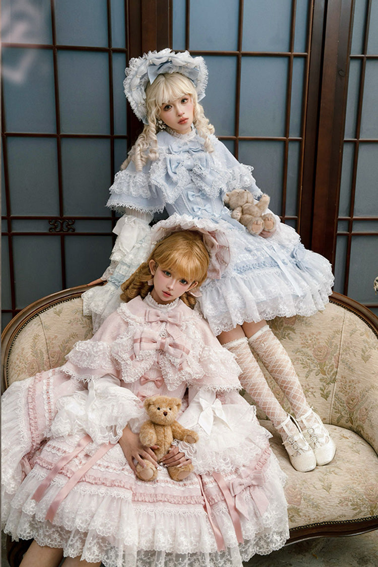 Blue [Reinas] Sleeveless Ruffle Bowknot Lace Sweet Lolita Jsk Dress