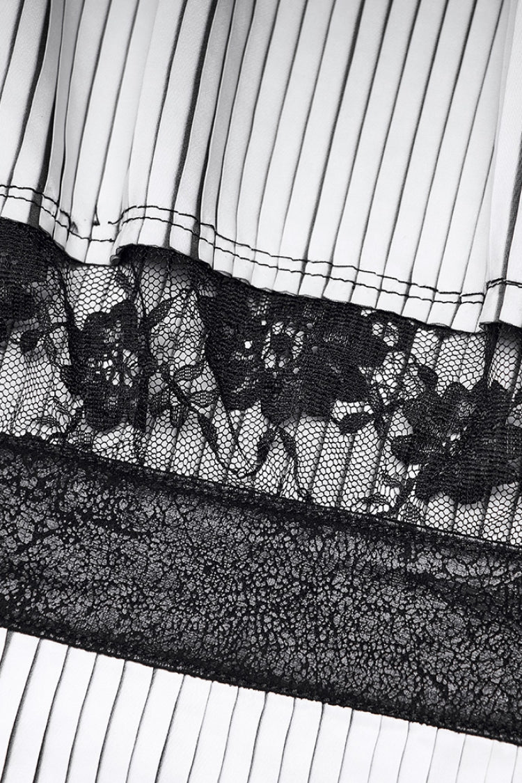 Black/White Stripe Print Bowknot Detachable Women's Gothic Neckwear