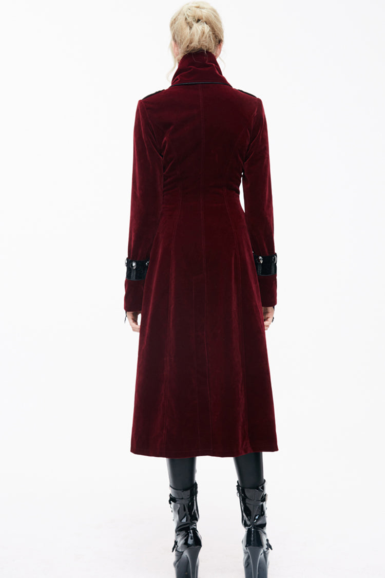 Red Stand Collar Retro Stage Costume Women's Gothic Coat