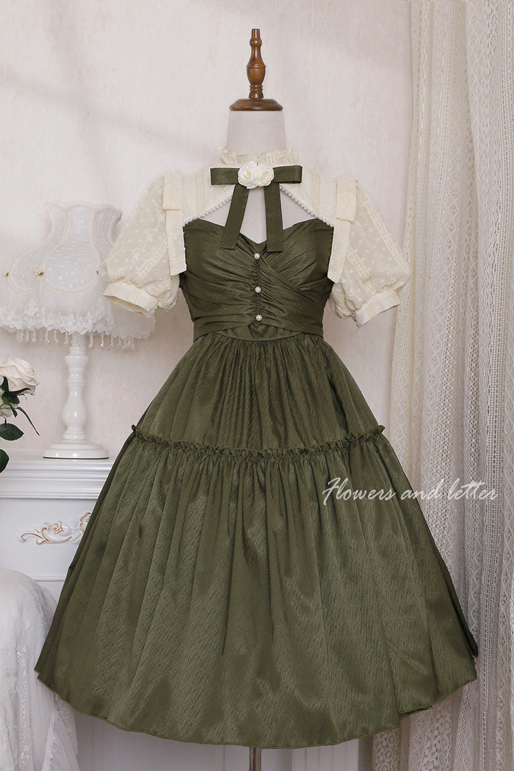 Dark Green Noble Retro Elegant Country Poetry Classic Lolita Dress