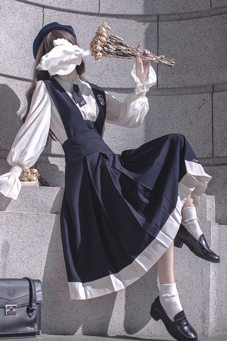 Blue Sleeveless Classic College Style Elegant Lolita Jumper Dress