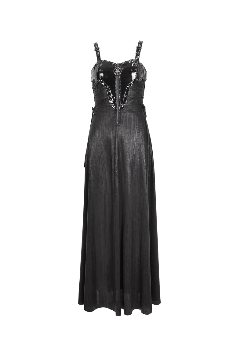 Black Buckle Strap Eyelets Womens Gothic Jsk Dress