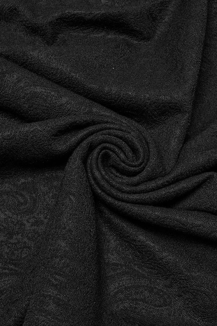 Blouse gothique pour homme noir à col en V, manches longues, broderie jacquard 