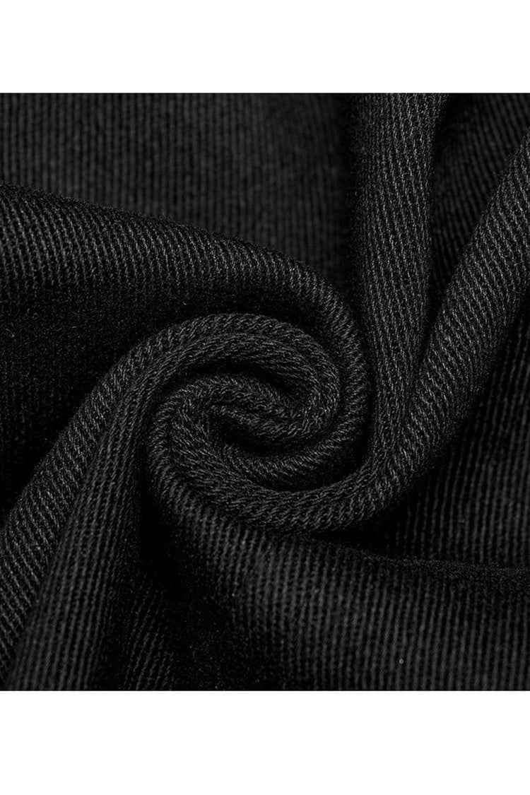 Black Punk High Collar Front Geometric Patterns Splicing Design Shoulder Padded Webbing Buckle Twill Men's Vest
