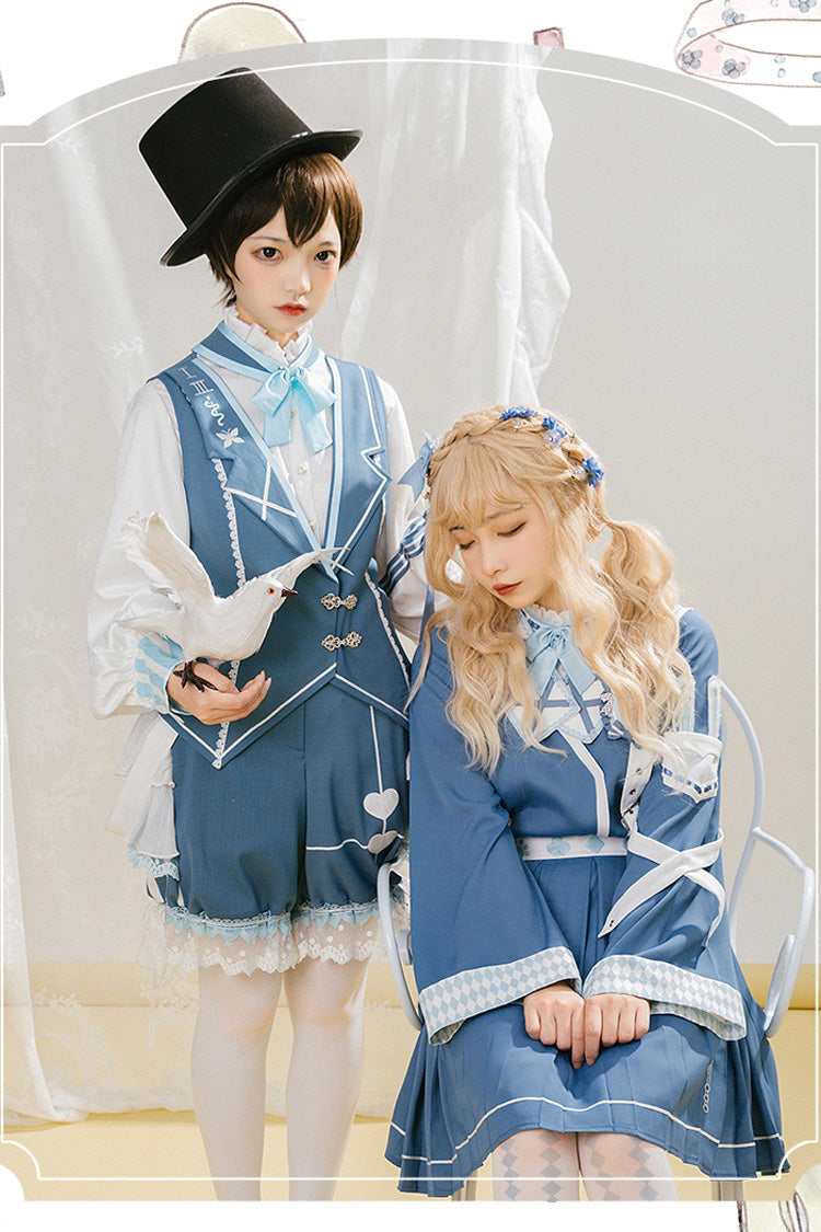 Blau/weißes Ouji-Lolita-Set aus der Alice-Detektivserie