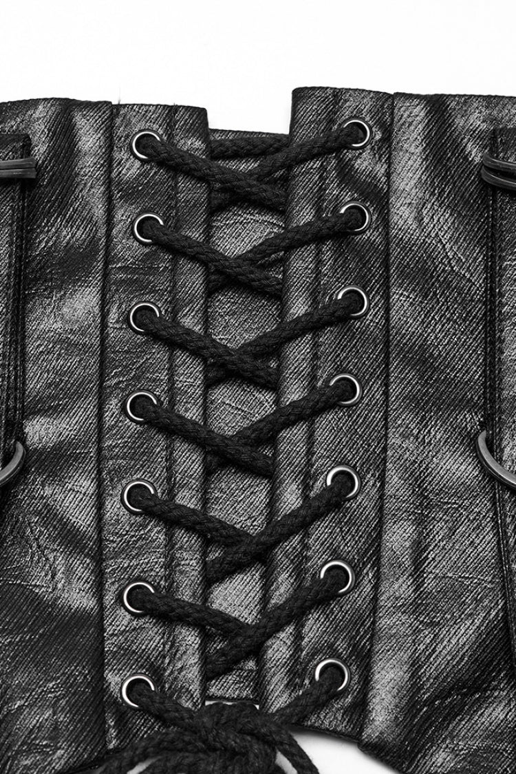 Black Lace-Up Straps Women's Punk Underbust Corset