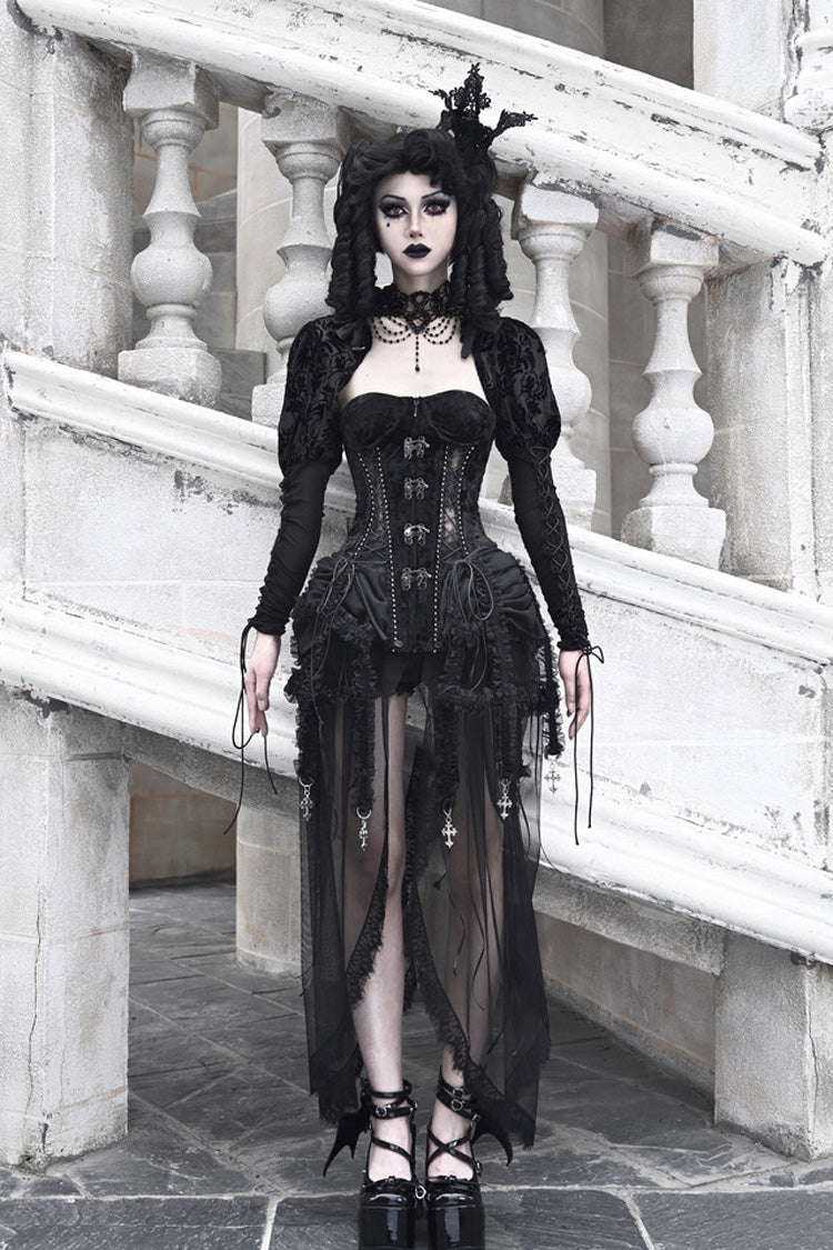 Black [Hell Alice] Hollow Lace-Up Fishbone Gothic Lolita Dress Corset