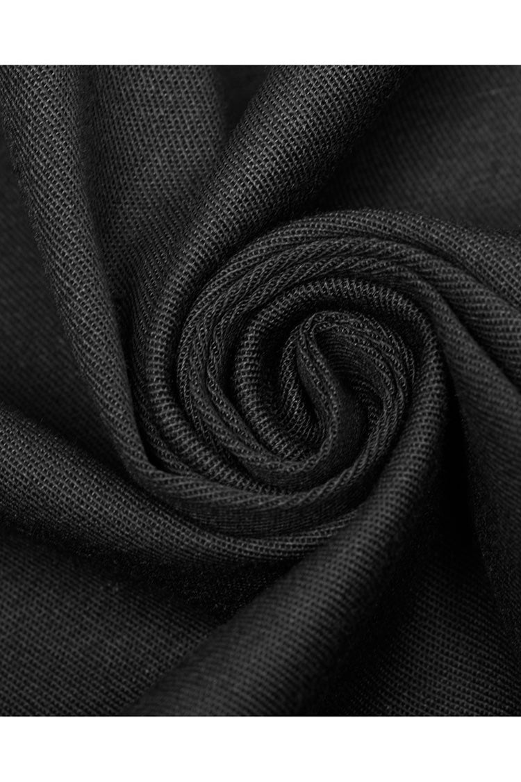 Black Long Sleeve Front Metal Pattern Buckle Sharp Corner Hem Men's Gothic Shirt
