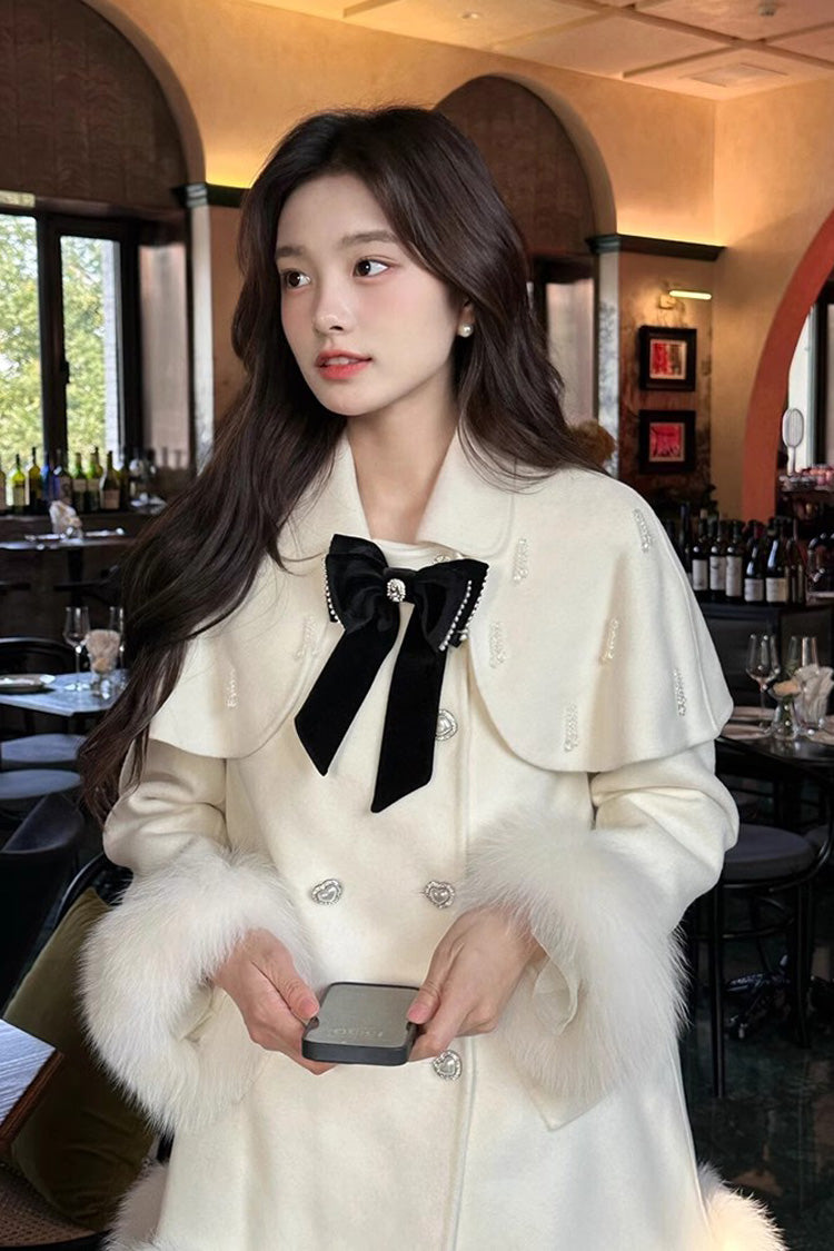 White Long Sleeves Bowknot Sweet Elegant Princess Lolita Cloak Coat