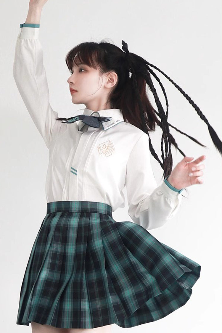 Blue/Green Plaid Print Sweet Japanese School Pleated Skirt