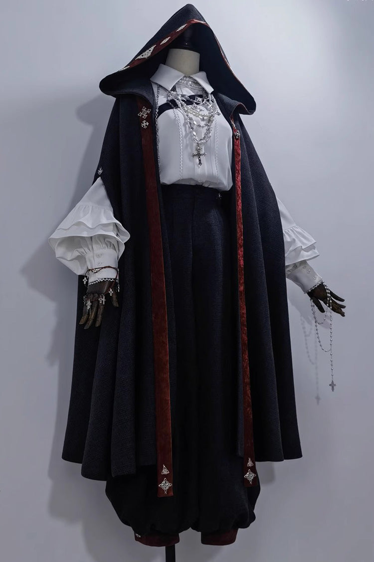 Black [Sacred Vow] Print Hooded Vintage Elegant Prince Handsome Ouji Lolita Cloak
