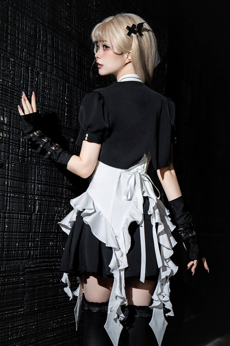 Weiße Rüsche Unregelmäßiger Clown Spitzkragen Gothic Ouji Lolita Bluse 