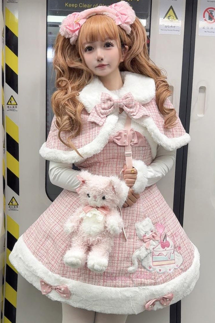 Pink Print Embroidery Bowknot Sweet Princess Lolita Jsk Dress