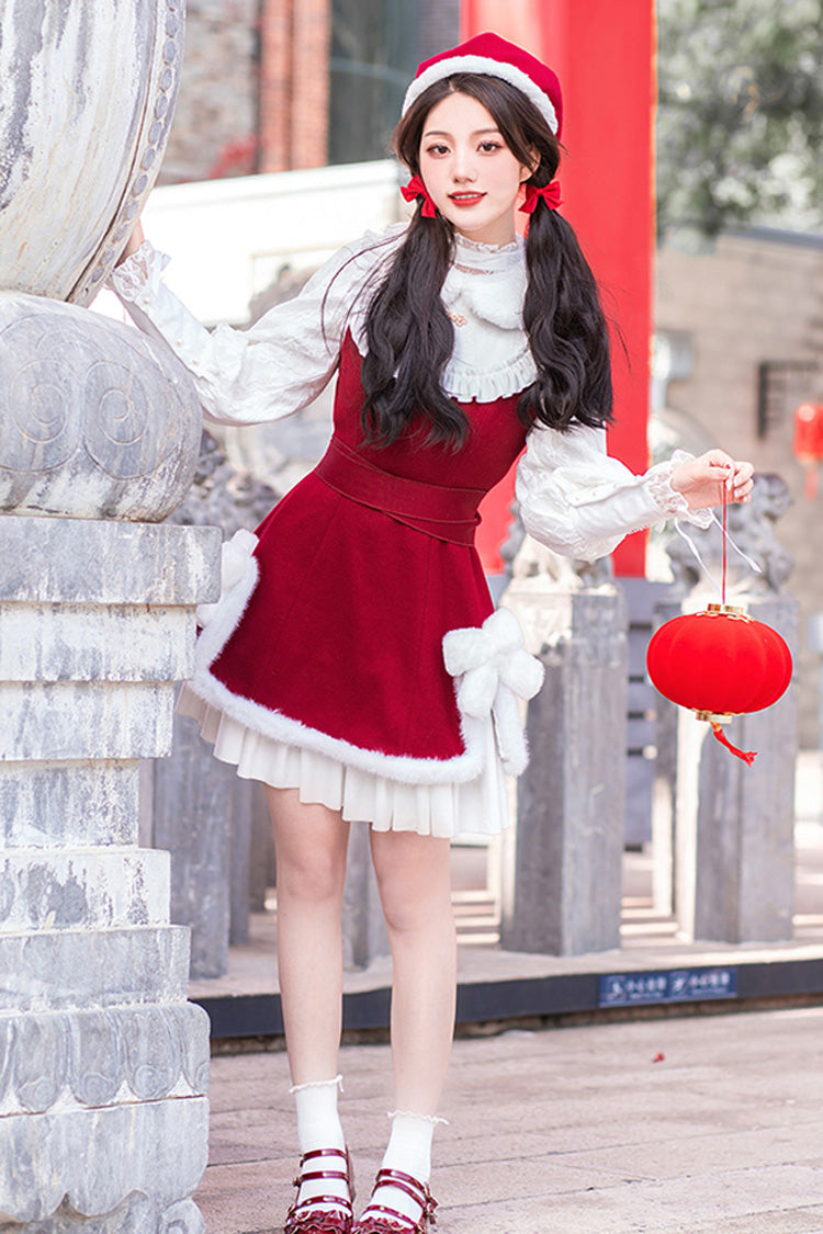 Red/White Bowknot Lantern Festival And New Year Sweet Lolita Jumper Dress