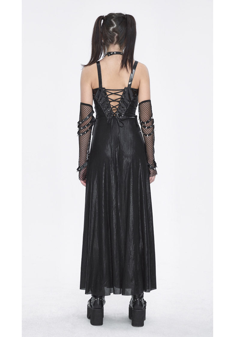 Black Buckle Strap Eyelets Womens Gothic Jsk Dress