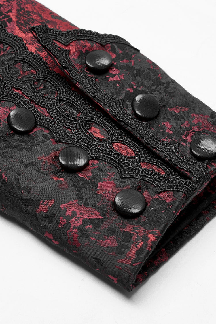 Black/Red Long Sleeves Lace Gorgeous Men's Gothic Vintage Tuxedo Coat