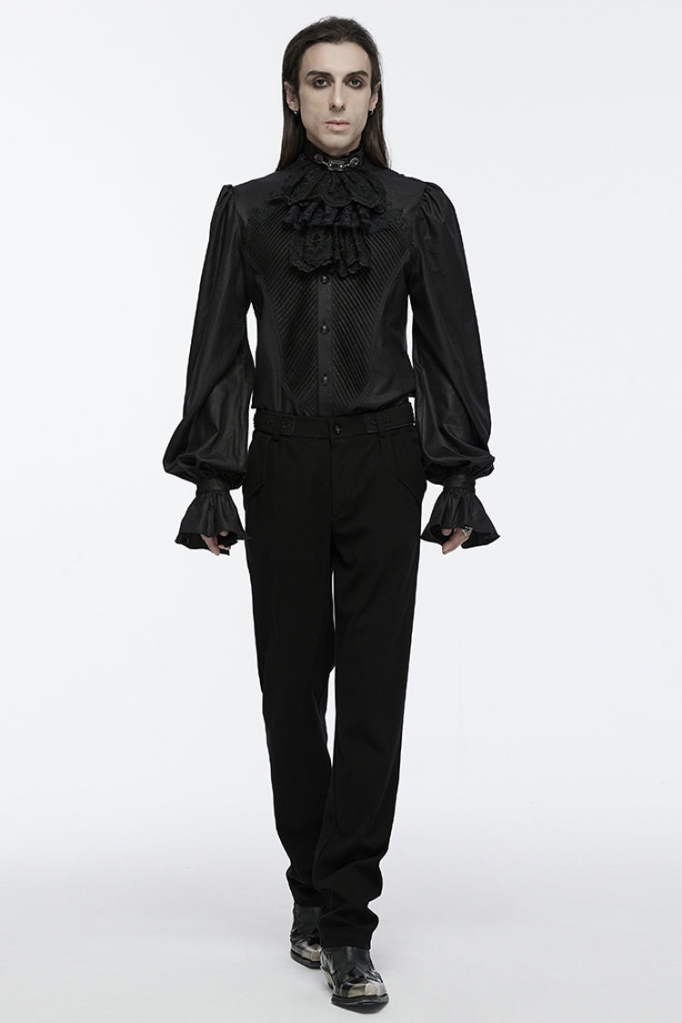 Black Multi-Layered Lace Mesh Men's Gothic Neckwear