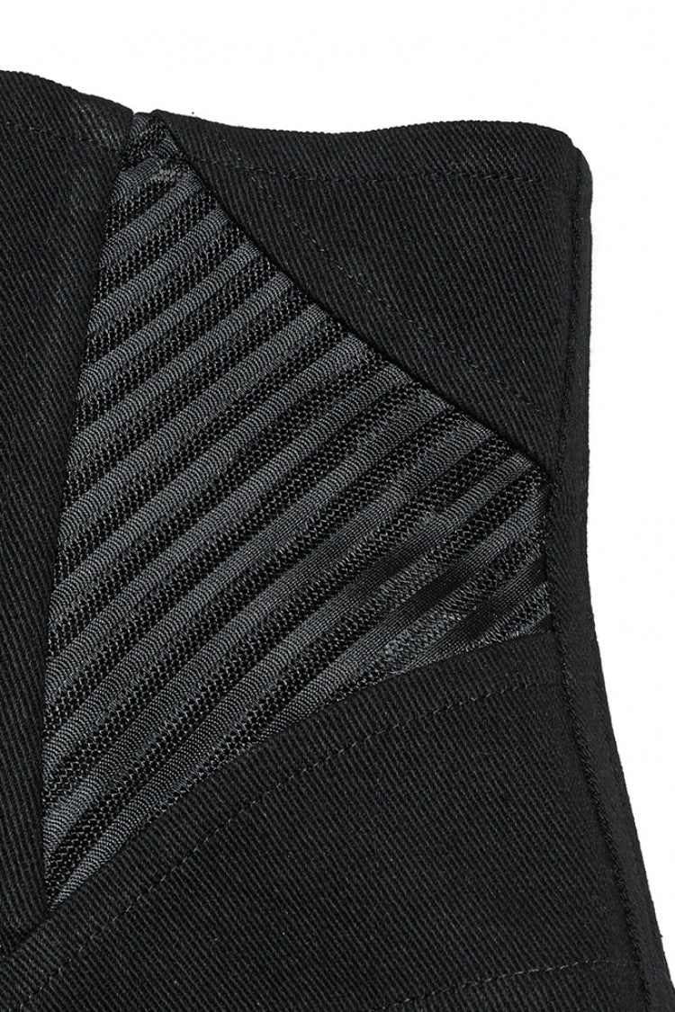 Black Stitching Mesh Zipper Women's Punk Underbust Corset