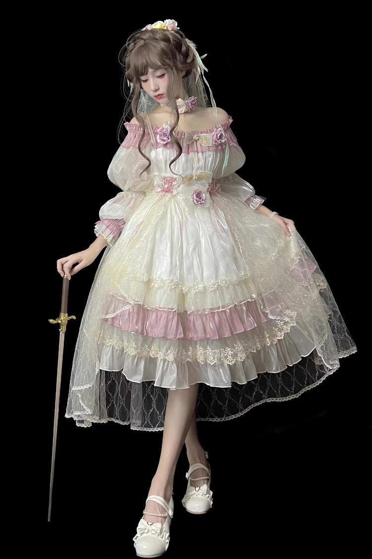 Purple [Spring of Boliya] Long Sleeves Multi-Layered Ruffle Bowknot Lace Lace-Up Sweet Princess Lolita Dress