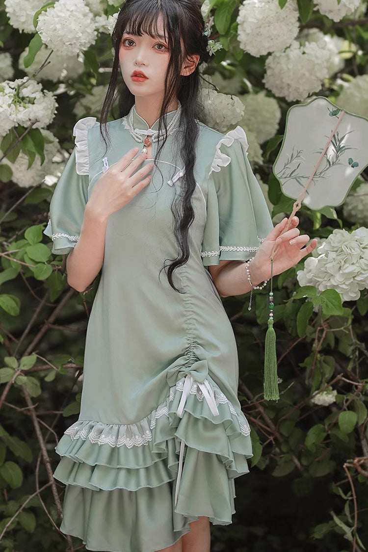 Green Han Element Chinese Style Cheongsam Sweet Lolita Dress