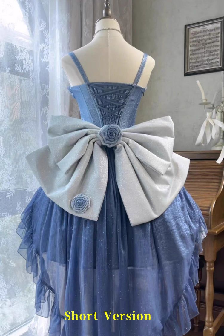 Blue Capture The Stars Hanayome Bowknot Shiny Sweet Princess Lolita Jsk Dress