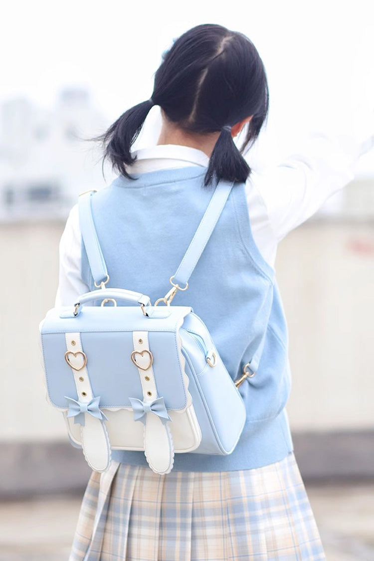 White/Blue Bunny Castle Bowknot Sweet Lolita Backpack