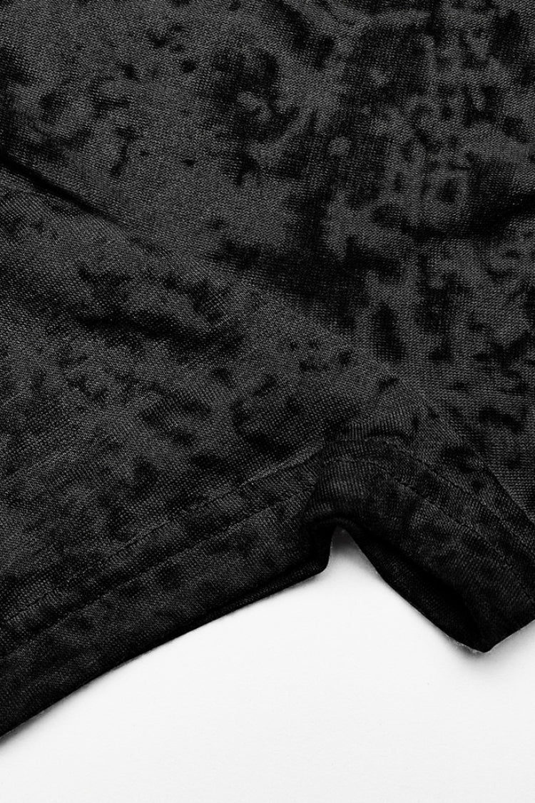 Schwarzes Punk-T-Shirt mit Kapuze für Damen mit abstraktem Aufdruck