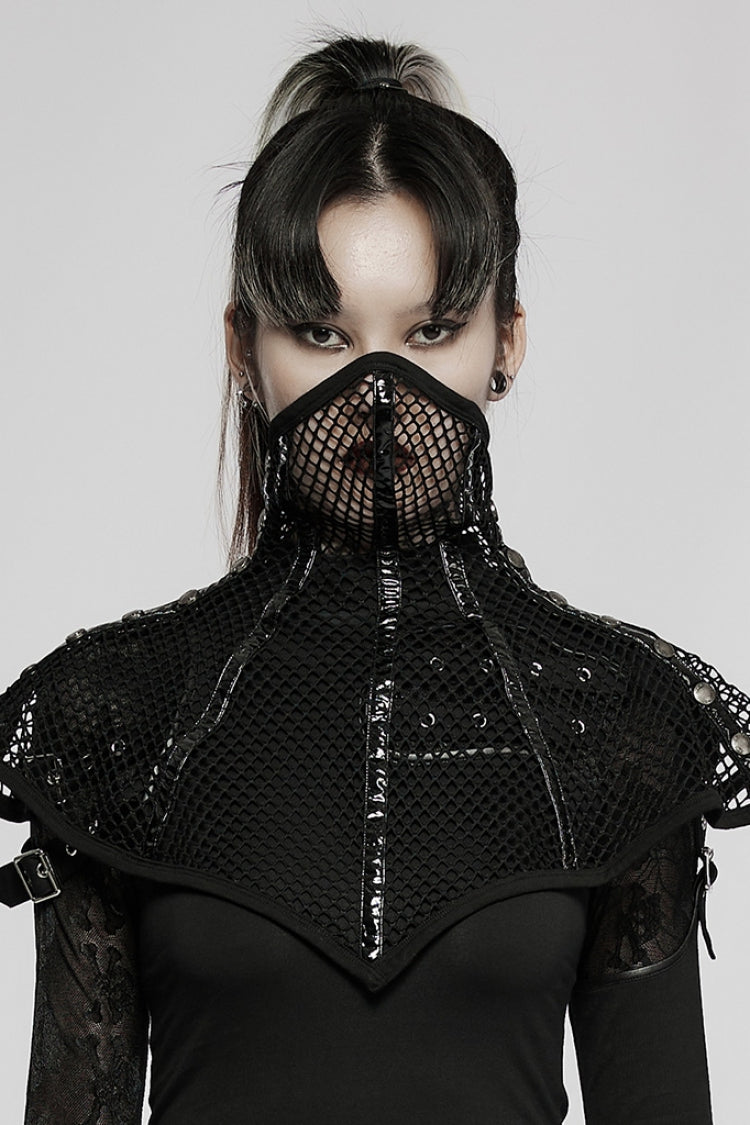 Stiching Mask Black Leather Stitching Ripped Women's Gothic Mask – LolitaInside