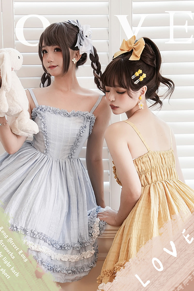 [Buji Island] Ärmelloses Rüschen-Bowknot-Süßes Lolita-Jsk-Kleid 4 Farben 