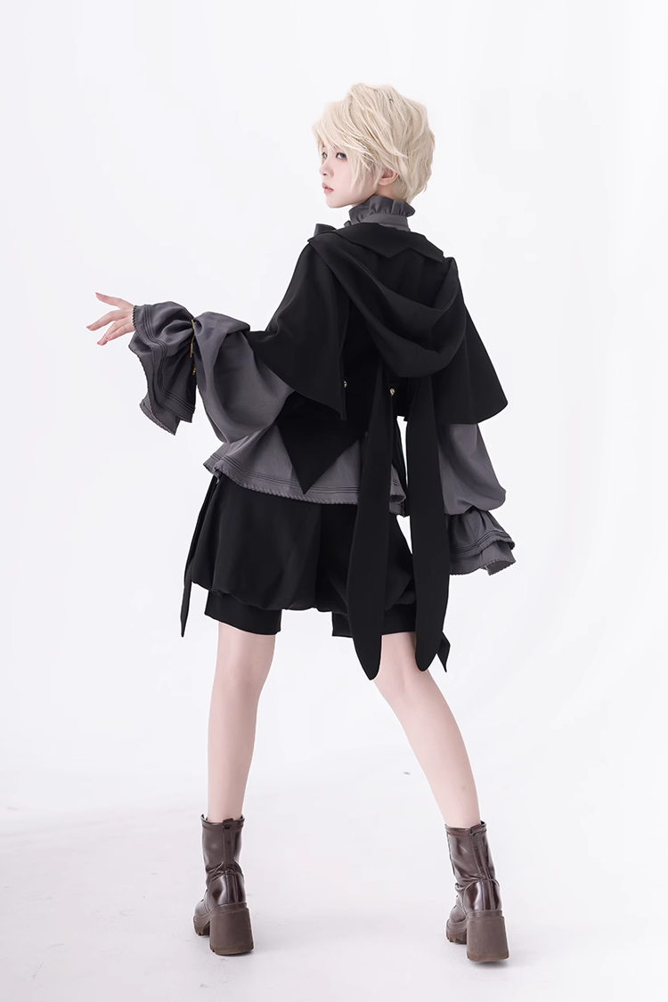 Black Retro Cute Cool Ouji Fashion Lolita Hooded Jacket