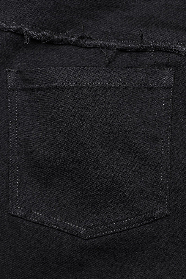 Black Women's Punk Cross Patch Big-pocket Denim Pants