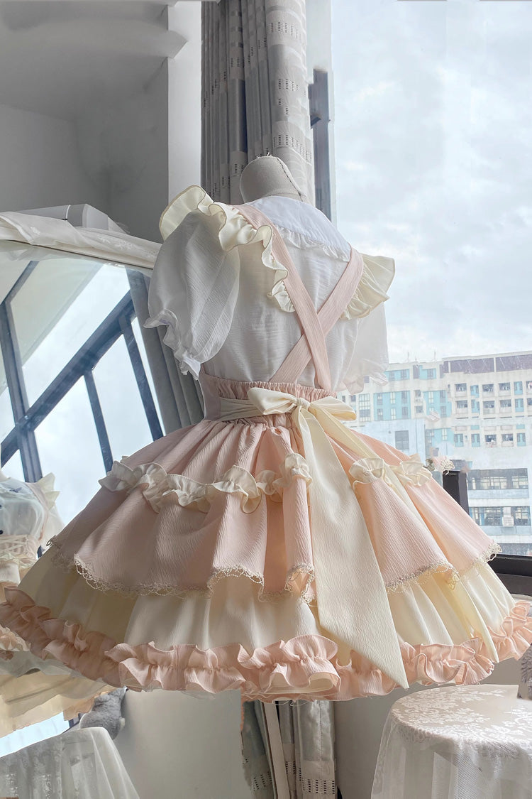 Strappy Doll Collar Ruffle Sweet Lolita Tiered Skirt 7 Colors