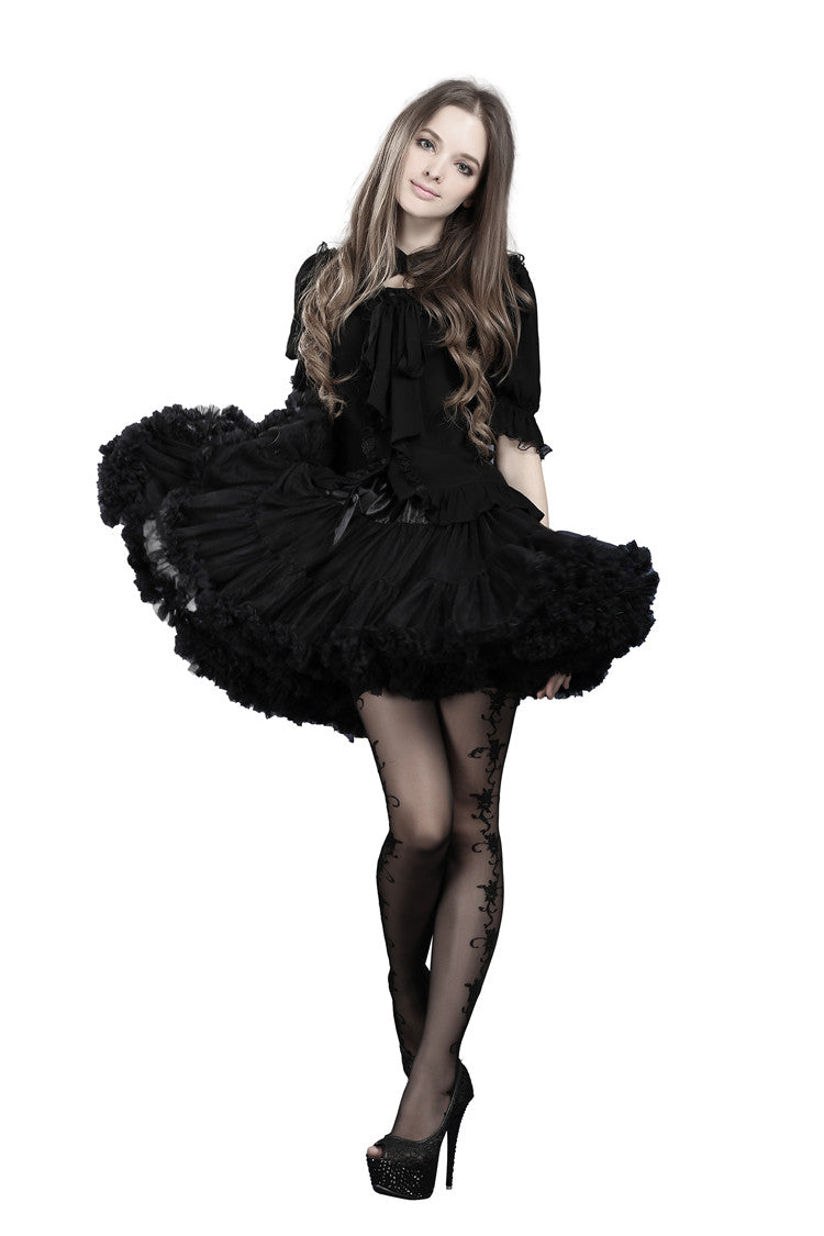 Black Sweet Lolita Bow Solf Bubble Skirt Pettiskirt