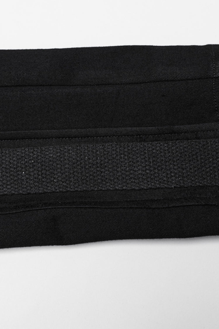 Black Triangular Stitching Mesh Buckle Women's Punk Pants