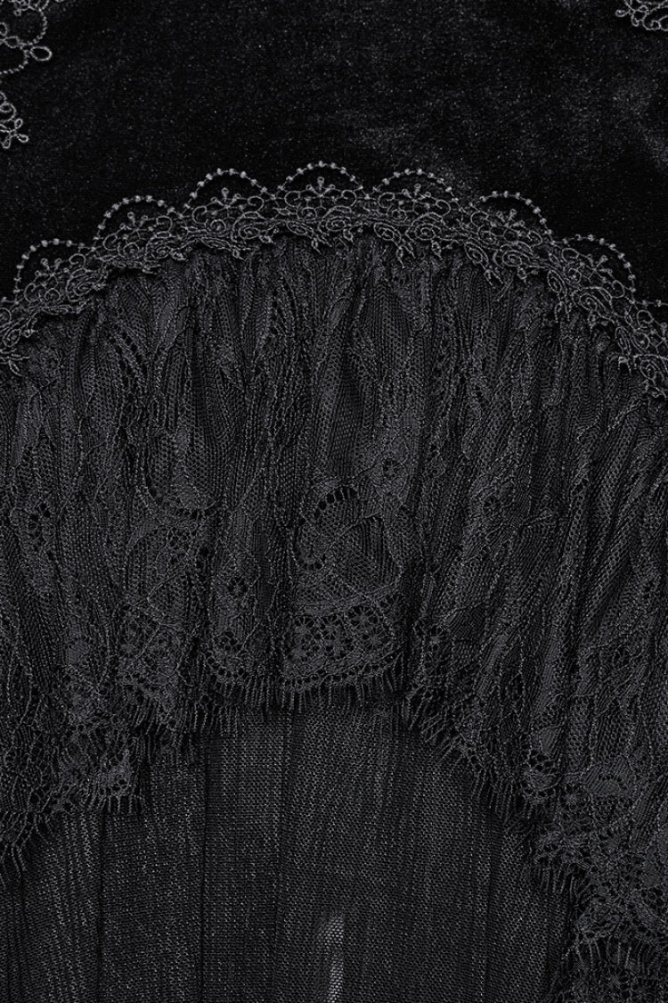 Black Ruffle Stitching Lace Women's Gothic Fishtailed Skirt
